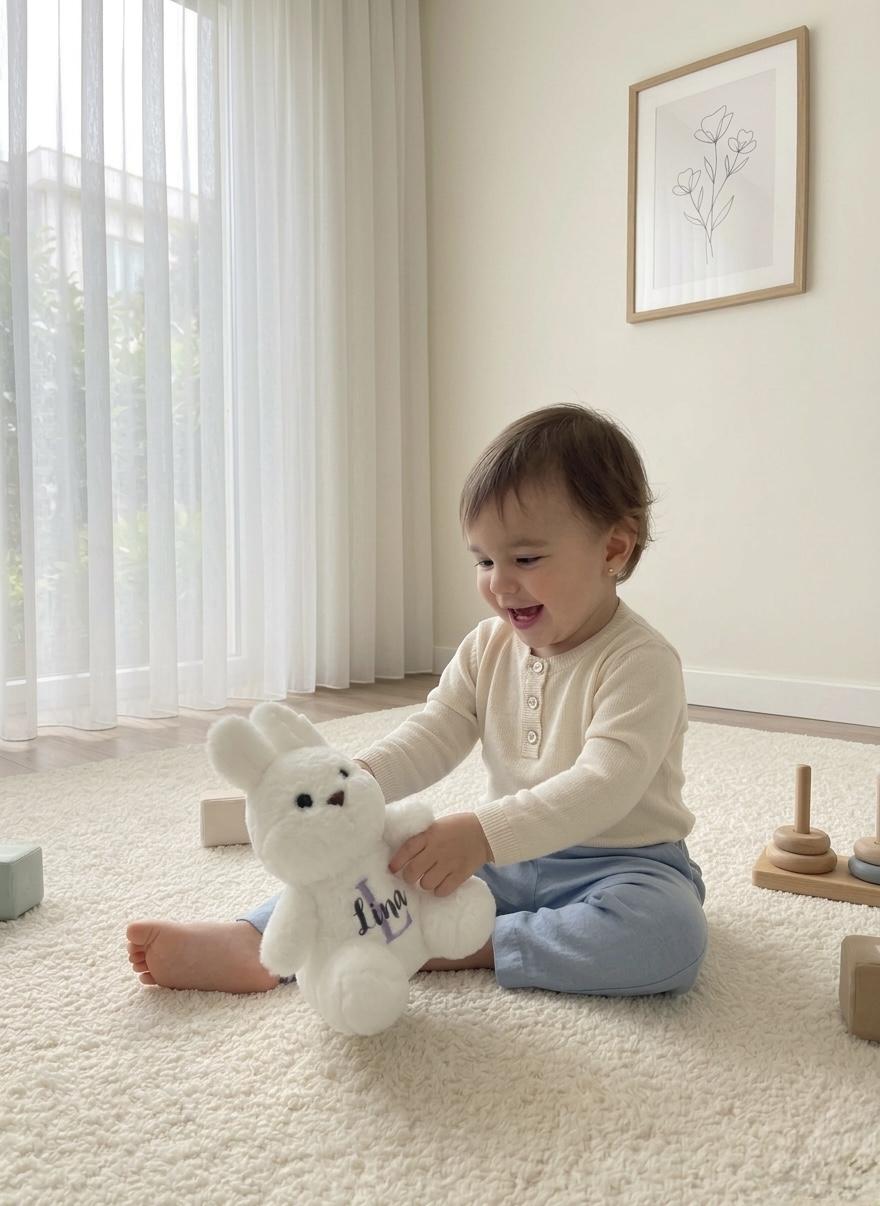 Kişiselleştirilebilir Oturan Peluş Tavşan