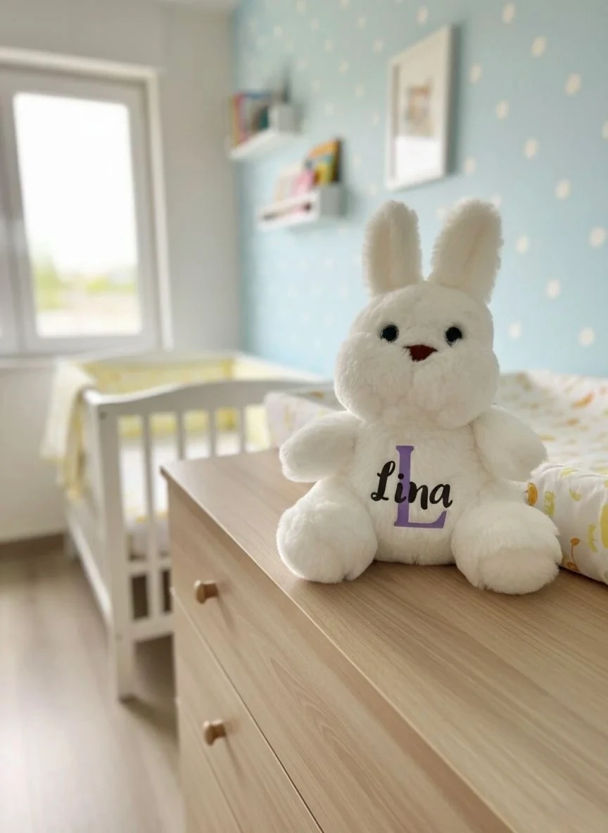 Kişiselleştirilebilir Oturan Peluş Tavşan